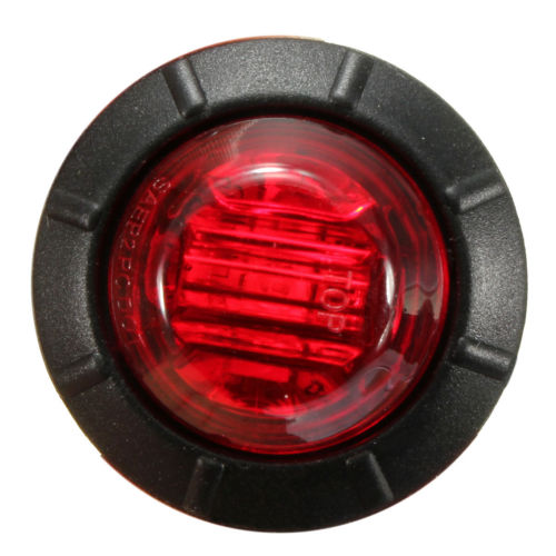 Rund LED markeringslygte, 12v rød, gul, hvid - sæt med 10 stk