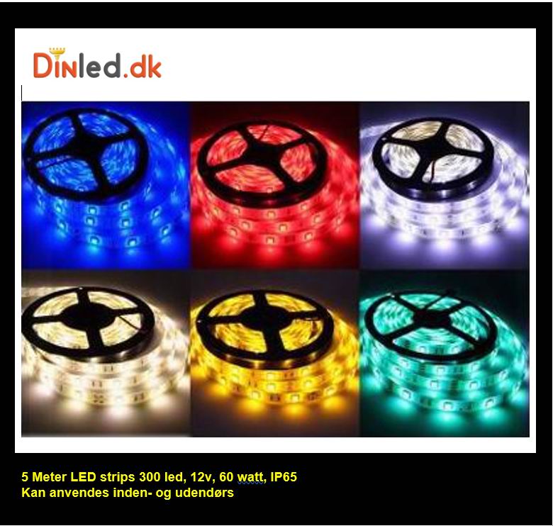 5 meter, 12 volt, 60 watt, 3600 lumen, IP65, 300 LED, Led strip