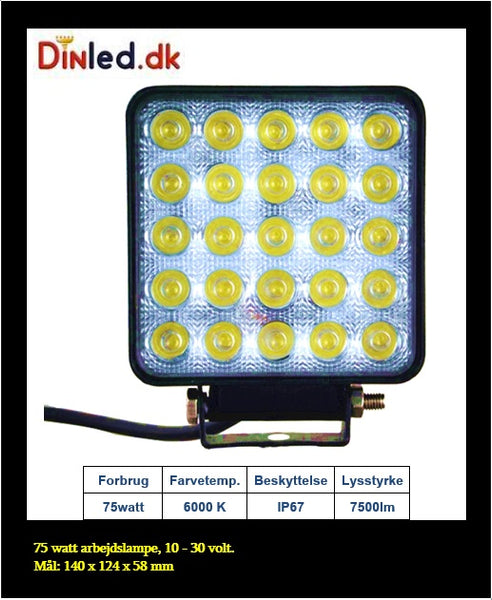 LED køretøjs projektør 75 watt 12/24 volt