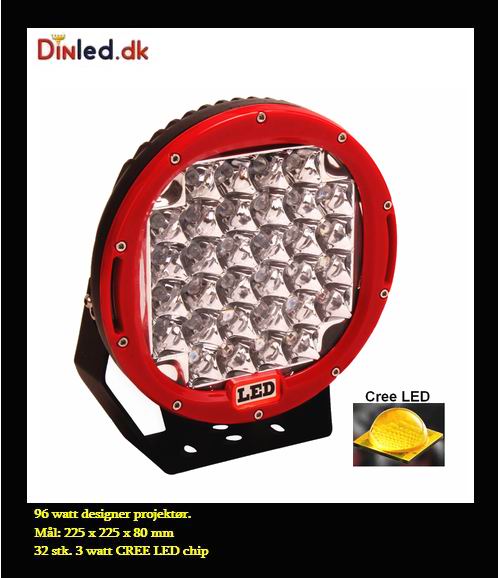 Designer LED projektør 96 / 120 / 185 watt 12/24 volt