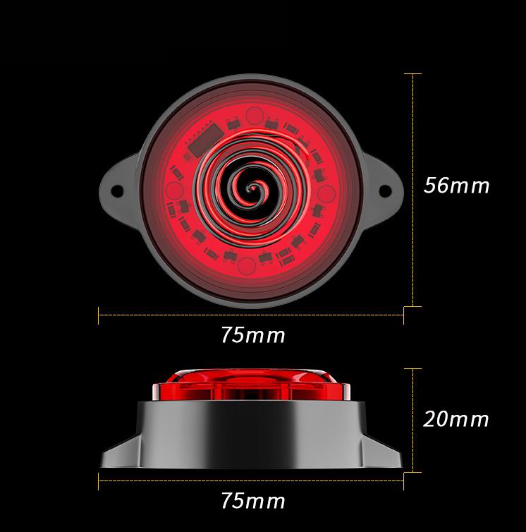 10 LED markeringslygte, 12 / 24v - m. roterende eller fast lys