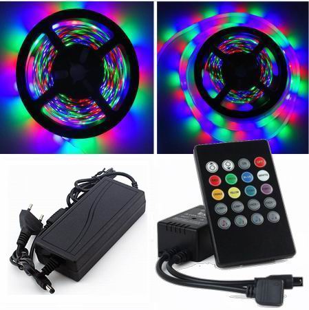 5 meter, 12 volt, 24 watt, IP65, 300 LED, VANDTÆT RGB LED strip - KOMPLET SÆT