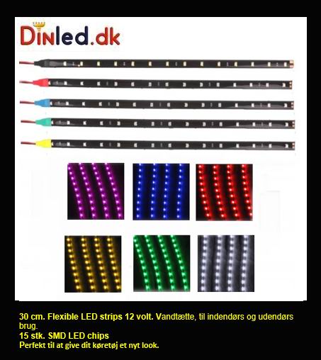 LED flexible strips 30cm vandtæt, 12v. Sæt med 2 stk.
