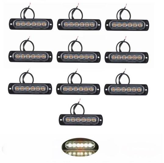 6 LED Markeringslys 12v - Kraftig model - 10 stk