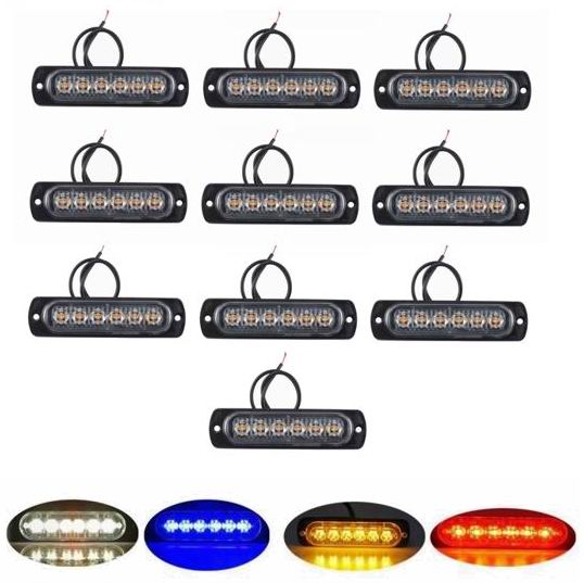 6 LED Markeringslys 12v - Kraftig model - 10 stk