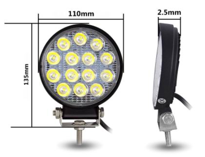 LED køretøjs projektør 42 watt 12/24 volt - SLIM