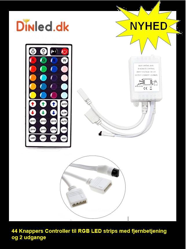 LED controller med fjernbetjening 12v til RGB strips - 44 knapper