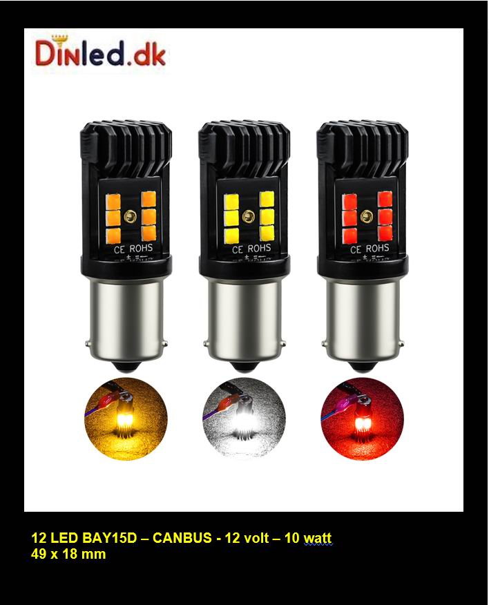 BAY15D LED pære med CANBUS - 12v