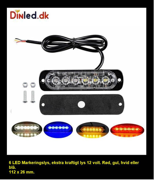 6 LED Markeringslys 12v - Kraftig model