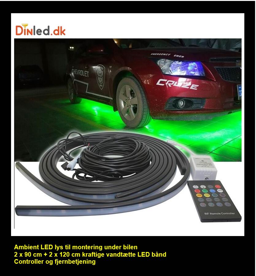 tromme bånd udsagnsord Ambient multicolor LED lys til montering under bilen 90x120 cm – DinLED.dk