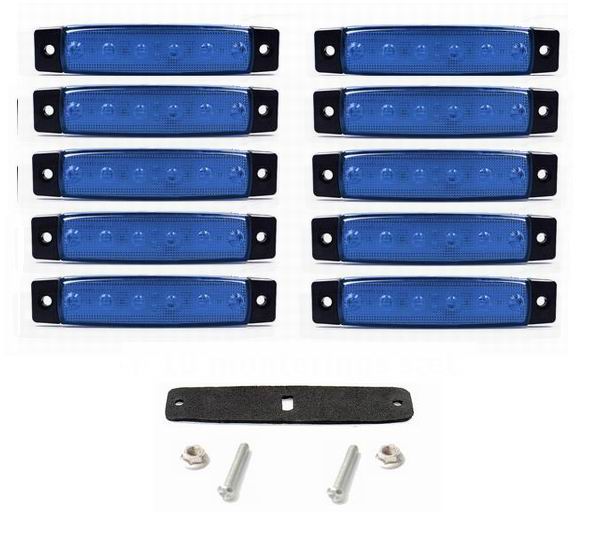 6 LED markeringslygte, 12v, 10 stk.