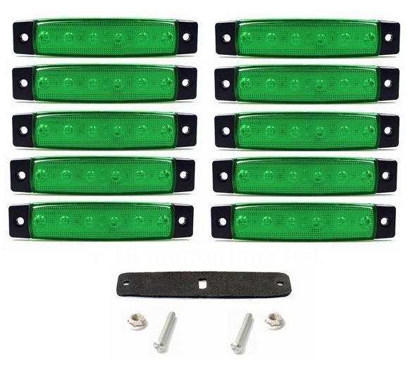 6 LED markeringslygte, 12v, 10 stk.
