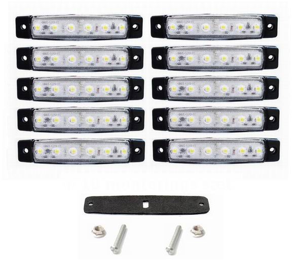 6 LED markeringslygte, 12v, 10 stk.