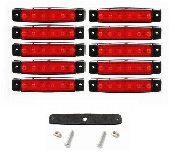 6 LED markeringslygte, 12v, 10 stk.