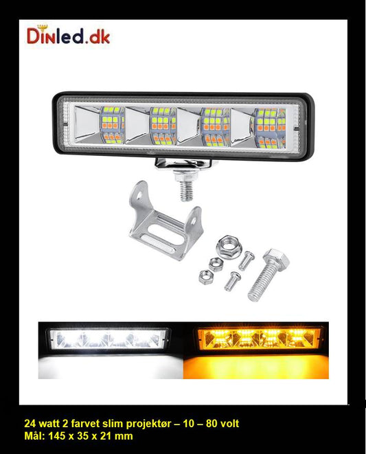LED køretøjs projektør 24 watt, Hvidt + Gult lys