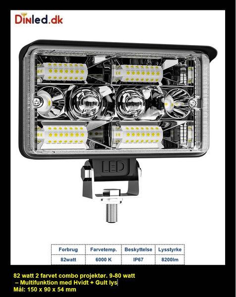 LED multifunktion projektør Combo 82 watt, 10-80v